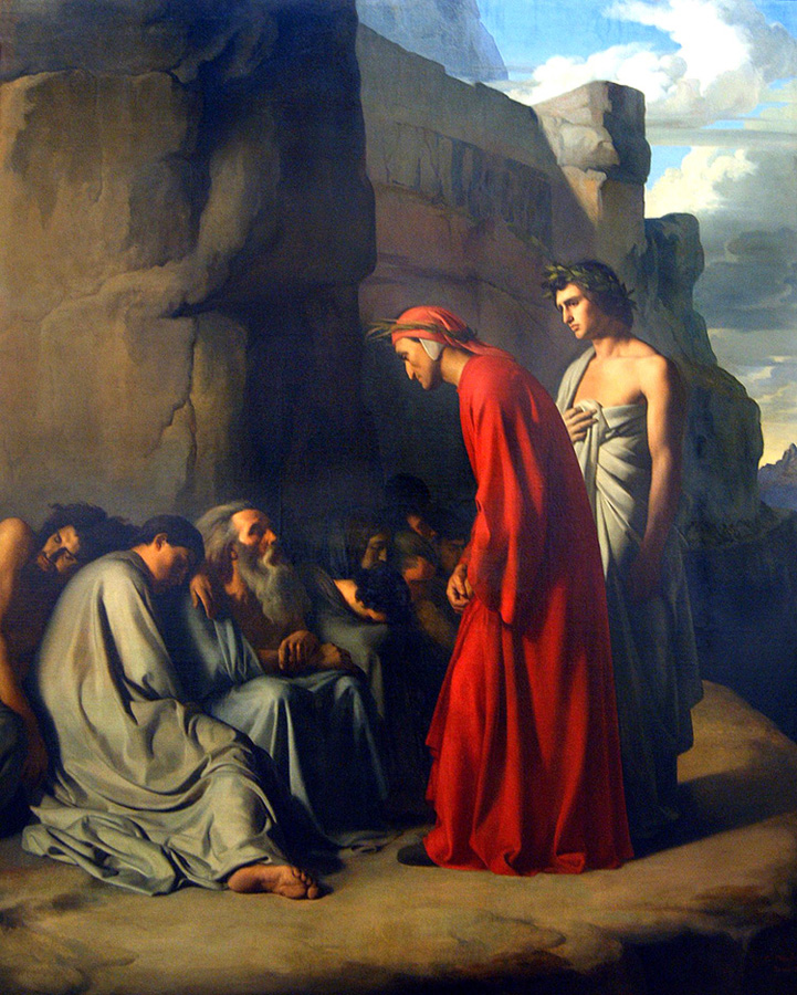 the dante led by virgil offers consolations to the souls of the heavenly